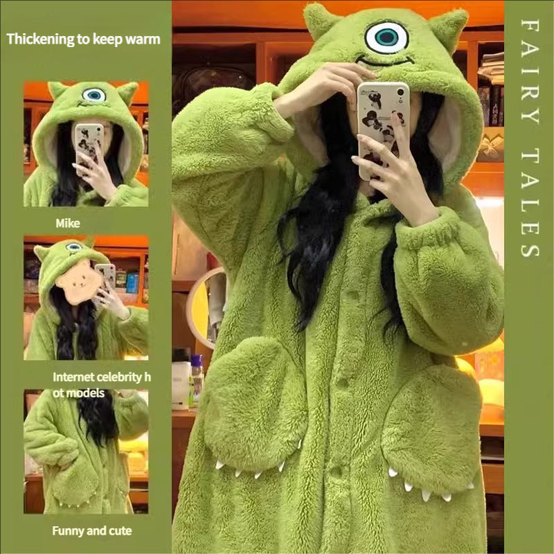 TrueTread Big-eyed coral fleece pajamas