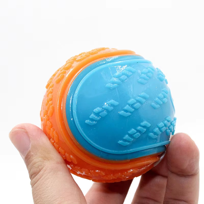 Dog Squeaky Toy Ball Soft TPR Toy for Dog Interactive Training Dog Ball Pet Teeth Cleaning Bite Resistance Ball Toy Random Color