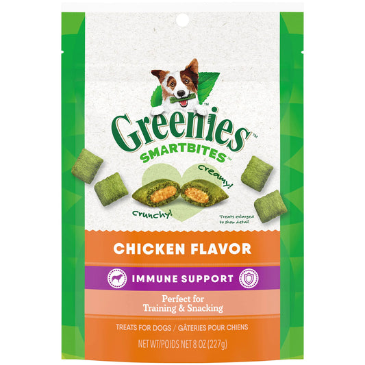 Greenies Smartbites Immune Support Crunchy & Soft Dog Treats Chicken Flavor 8 oz. Pack