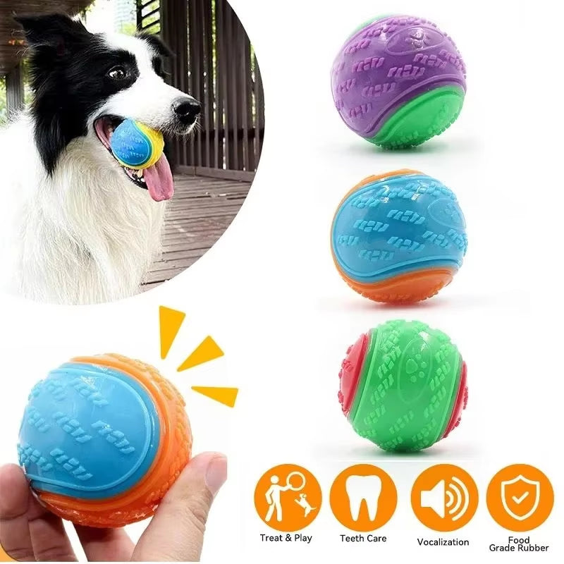 Dog Squeaky Toy Ball Soft TPR Toy for Dog Interactive Training Dog Ball Pet Teeth Cleaning Bite Resistance Ball Toy Random Color