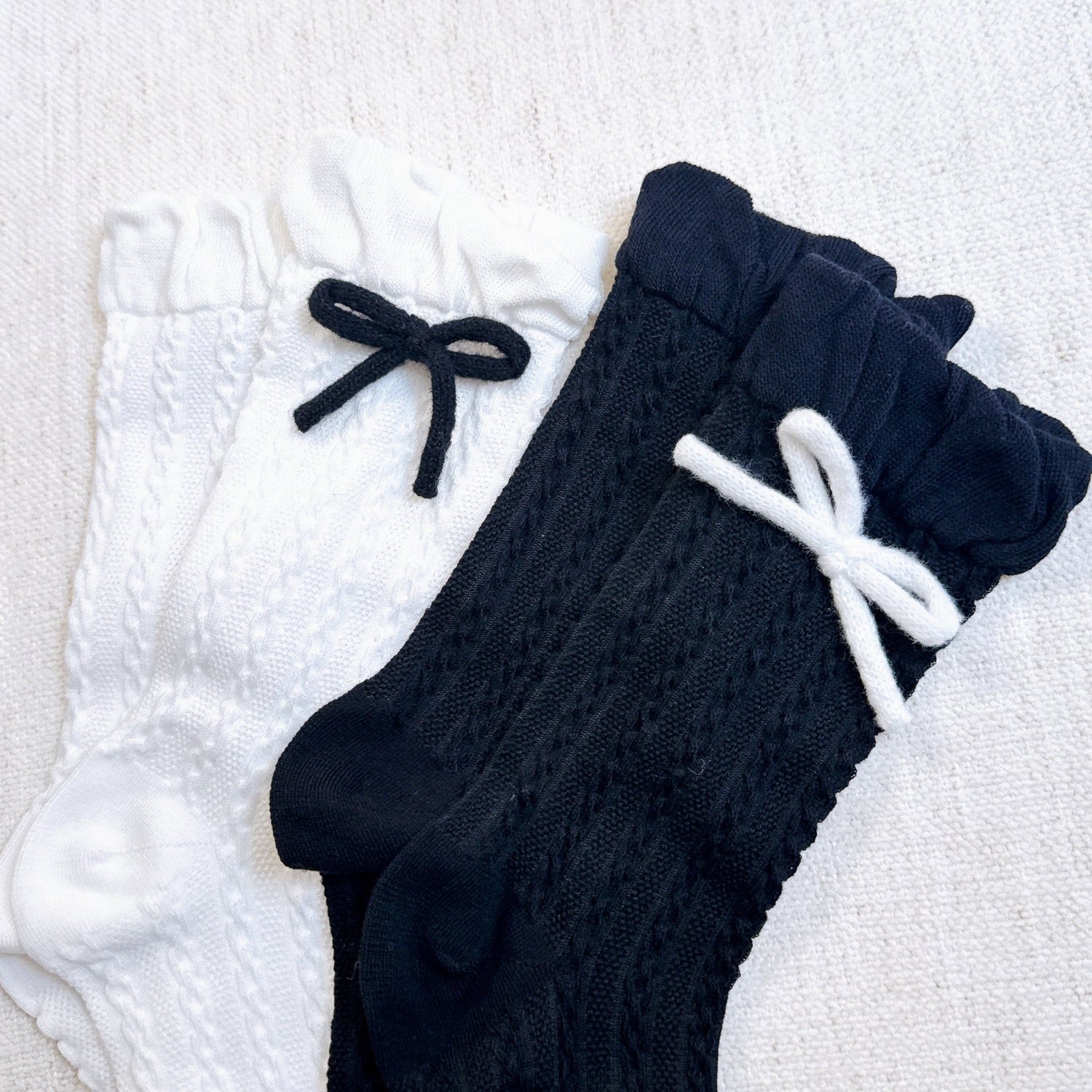 Adorable Yarn Bow Socks Set Of 2-4
