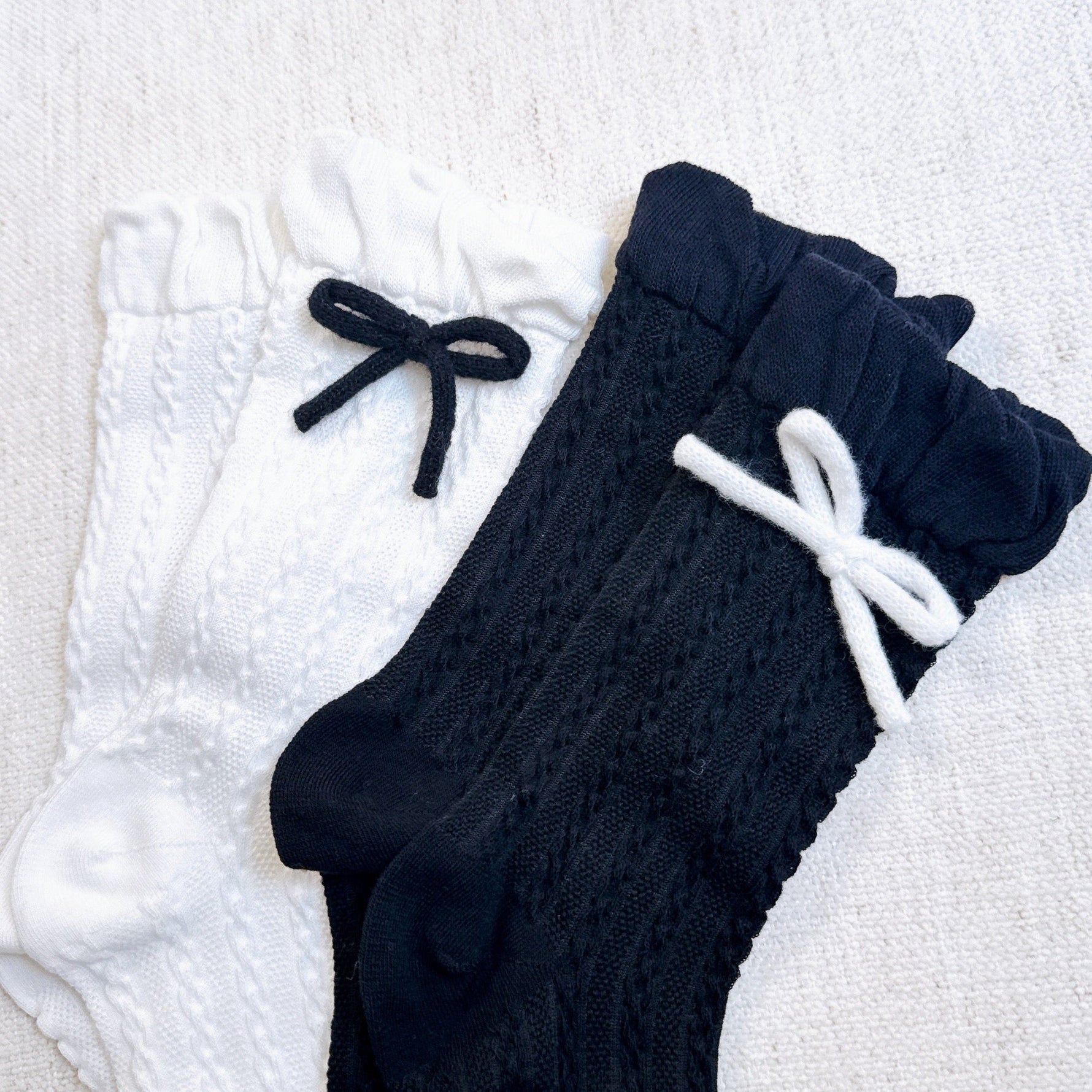 Adorable Yarn Bow Socks Set Of 2-4