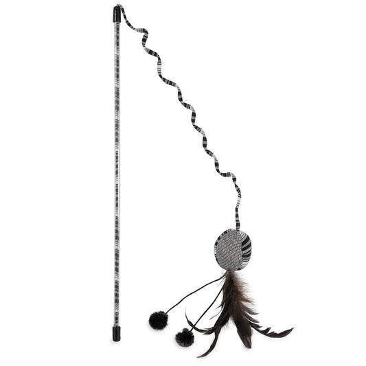 Cat WandJW Pet Cataction Ball with Wand knows how to please a cat. Spend hours interacting with your feline friend enticing her with this magical wand. The flexible wire provides quick movement to test your cats agility. She will love to try to catch the
