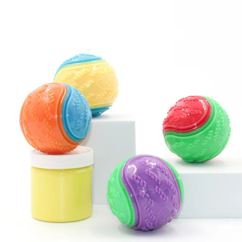 Dog Squeaky Toy Ball Soft TPR Toy for Dog Interactive Training Dog Ball Pet Teeth Cleaning Bite Resistance Ball Toy Random Color