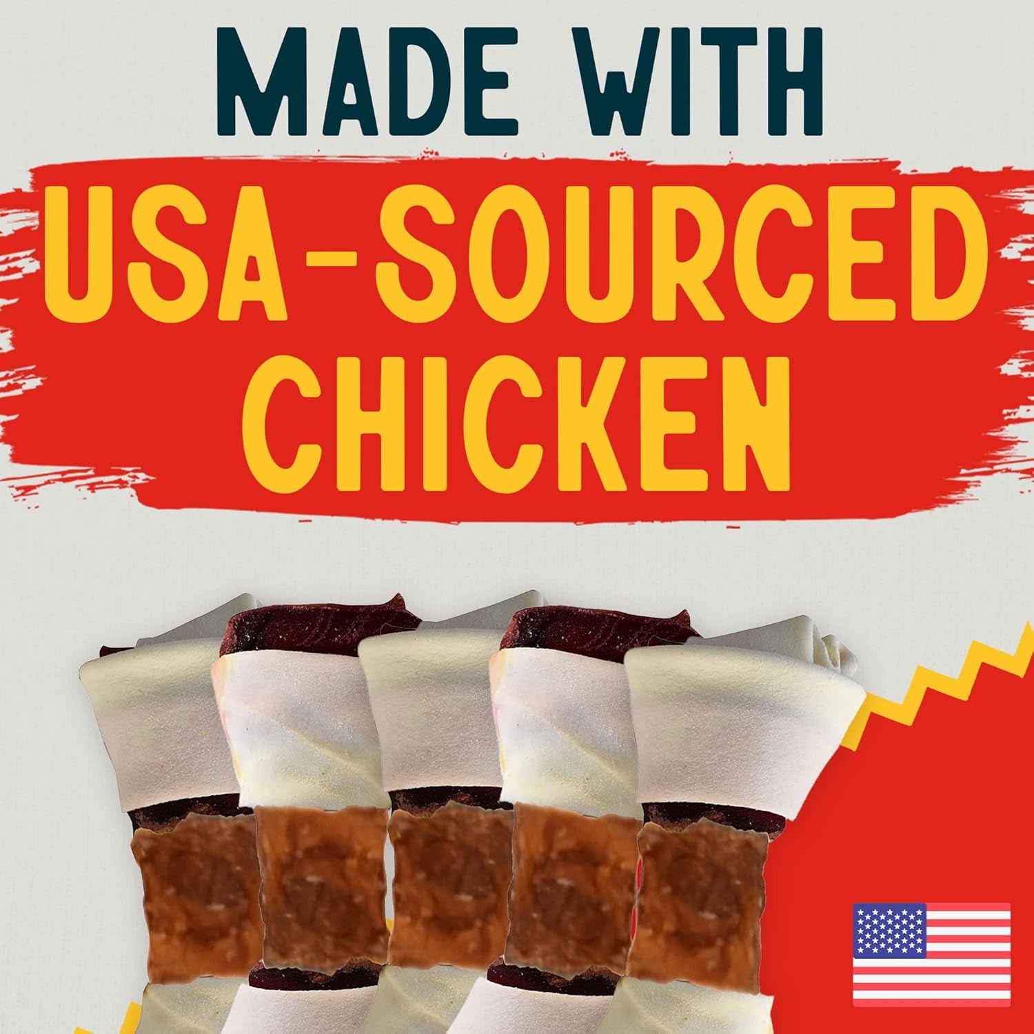2-3" Triple Flavor Rawhide Mini Bones USA Chicken Wrapped, Beef, Pork Flavor Dog Treats for Small Dogs (20 Pack)