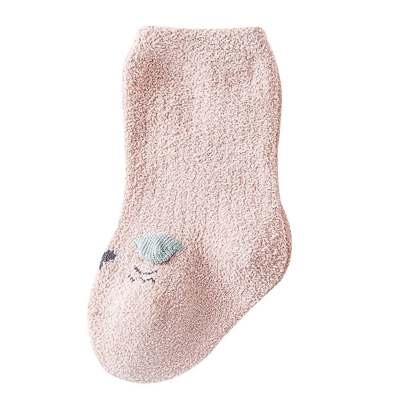 TrueTread Baby Cartoon Pattern Coral Fleece Comfy Mid-Tube Socks