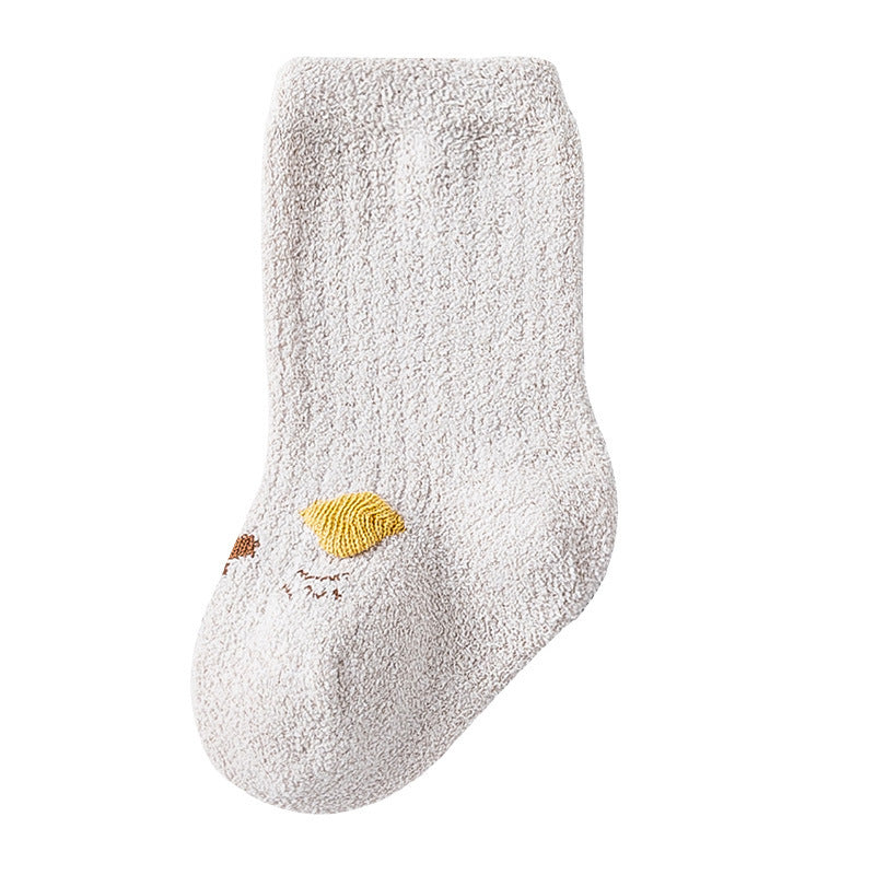 TrueTread Baby Cartoon Pattern Coral Fleece Comfy Mid-Tube Socks